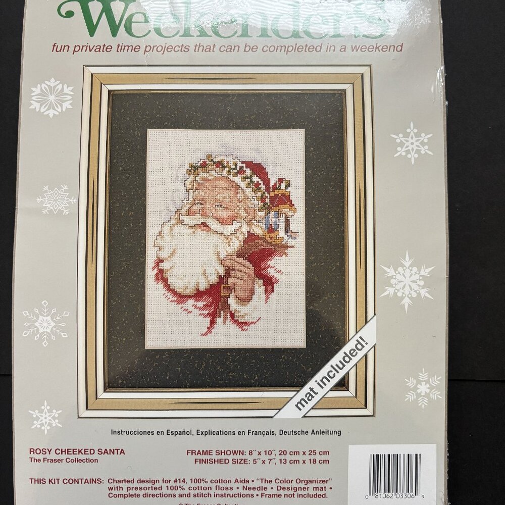 Weekenders Rosy Cheeked Santa Counted Cross Stitch Kit #03306 Holiday Craft